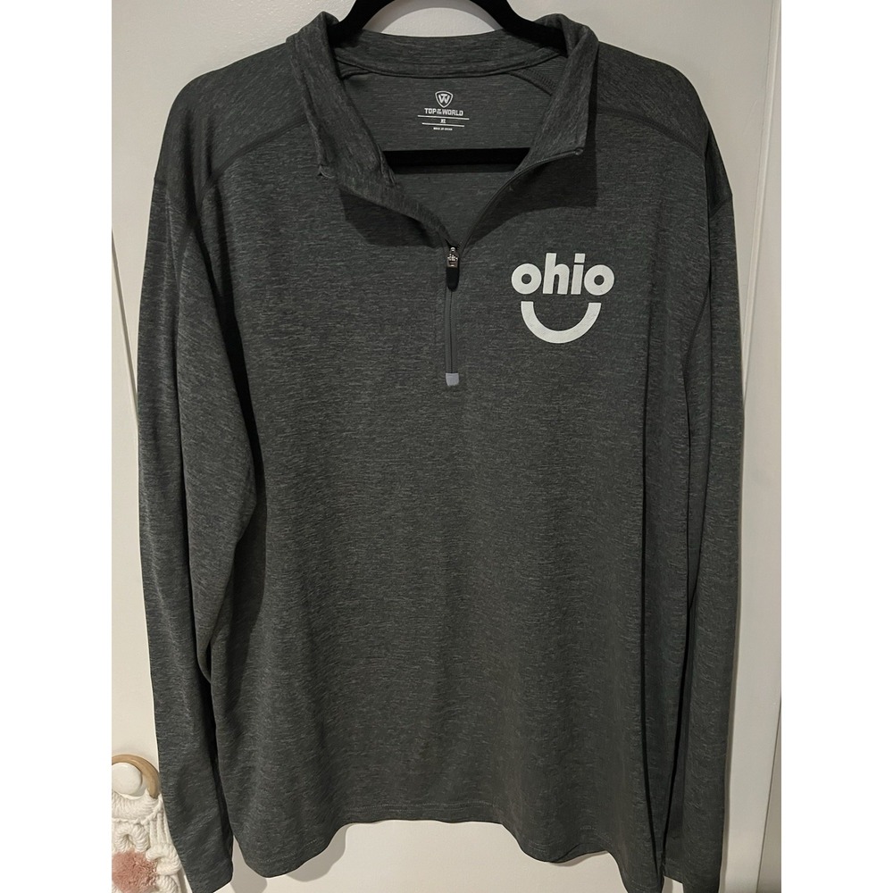 Top of‎ The World Ohio Mens Size XL Long Sleeve Gray Logo 1/4 Zip